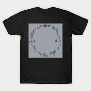 Gray Clock with Numbers, dark gray watercolor T-Shirt